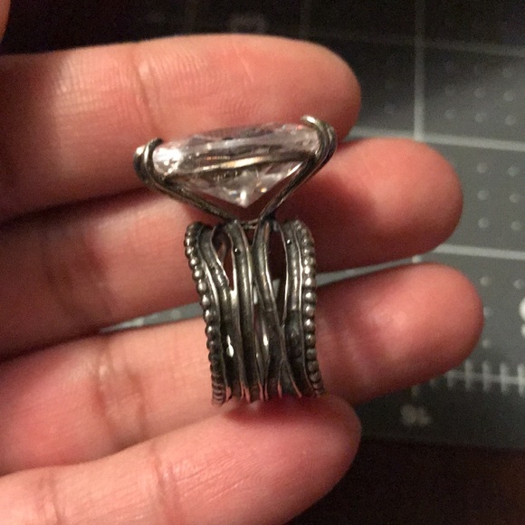 Size 6 sterling made in Israel huge CZ statement cocktail ring beautiful - Picture 7 of 9
